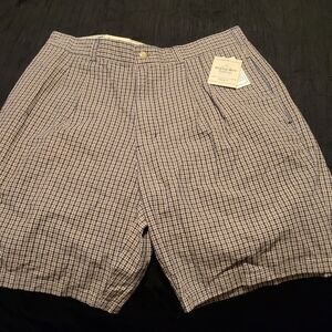 Bugle Boy Men's Black and White Checkered Shorts